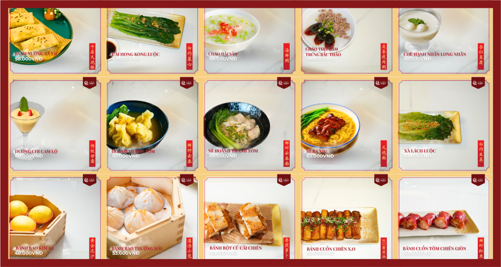 menu dimsum đa dạng Lục Đỉnh Ký Bình Tân
